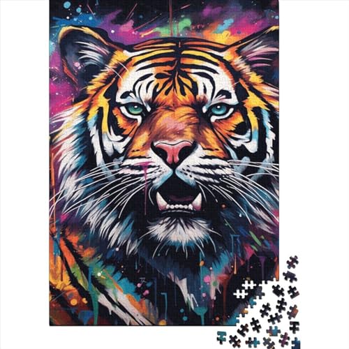 Art Animal Tiger Puzzle, 500-teiliges Holzpuzzle für Kinder und Jugendliche, Puzzle für Erwachsene, 500 Teile (52 x 38 cm) von GQmoney