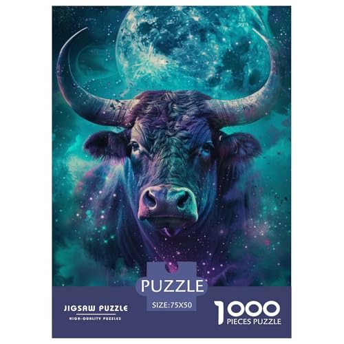 Art Buffalo Puzzle 1000 Teile Puzzle für Kinder, Denkspiel, Puzzlespielzeug für Kinder, 1000 Stück (75 x 50 cm) von GQmoney