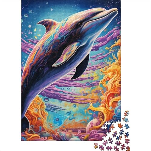 Art Dolphin Puzzle, Holzpuzzle 1000 Teile, für Kinder und Jugendliche, Puzzle für Erwachsene, 1000 Teile (75 x 50 cm) von GQmoney