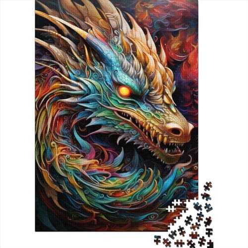 Art Dragon Puzzle 500 Teile Holzpuzzle Erwachsenenpuzzle für Kinder und Jugendliche ab 12 Jahren, 500 Teile (52 x 38 cm) von GQmoney