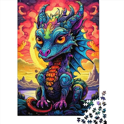 Art Dragon Puzzle für Kinder und Jugendliche, 1000 Teile, Holzpuzzle für Kinder und Jugendliche, einzigartige Heimdekoration und Thanksgiving, 1000 Teile (75 x 50 cm) von GQmoney