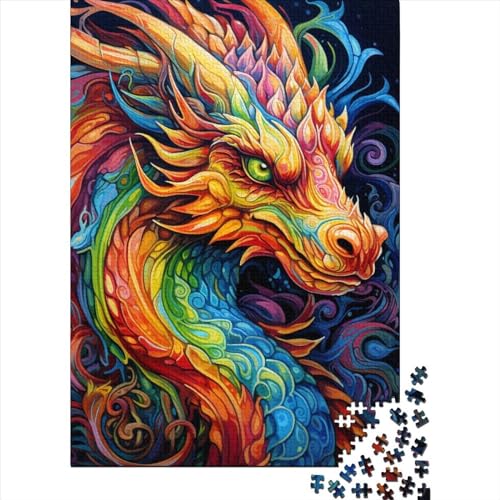 Art Dragon Puzzles, 500 Teile, Holzpuzzle, Puzzle für Kinder, Lernspiel, Herausforderungsspielzeug, Familie, 500 Teile (52 x 38 cm) von GQmoney