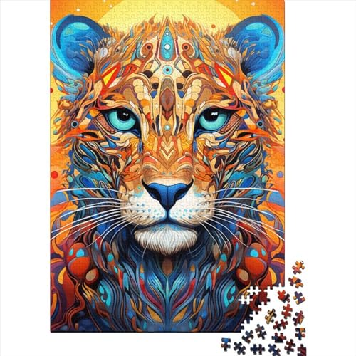 Art Leopard Puzzles 300 Teile, Holzpuzzles für Kinder, Teenager, Männer und Frauen Familie, 300 Teile (40 x 28 cm) von GQmoney