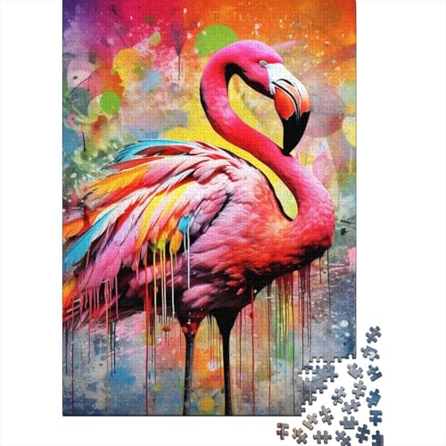 Art Psychedelic Flamingo Puzzle für Erwachsene 300-teiliges Puzzle 300-teiliges Puzzle für Erwachsene und Kinder, Puzzlespiele, Spielzeug, 300 Teile (40 x 28 cm) von GQmoney