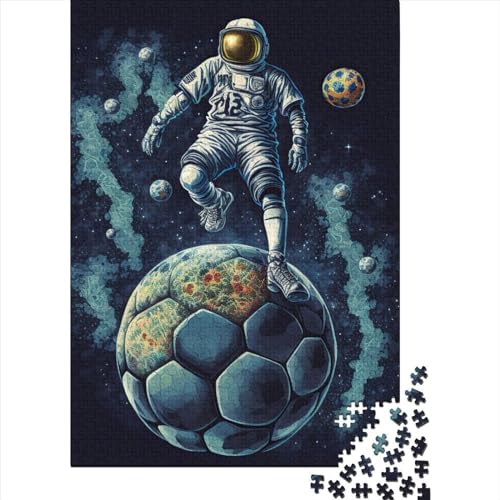 Astronaut spielt Fußball, 1000-teiliges Puzzle für Erwachsene, Spielzeug, Denkspiel, Lernspiel für Erwachsene, Stressabbau, Heimdekoration, 1000 Teile (75 x 50 cm) von GQmoney