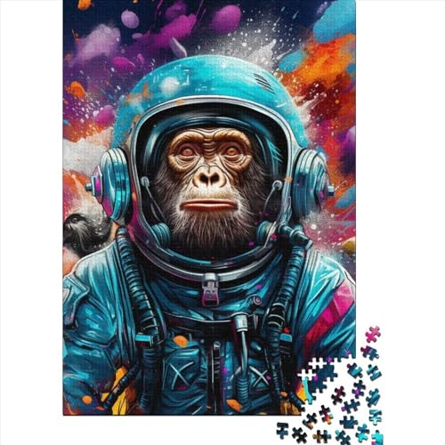 Astronauten-AFFE-Puzzles für Kinder und Jugendliche, Holzpuzzles für Teenager, Erntedankfest, Lernspiel, Herausforderungsspielzeug, 500 Teile (52 x 38 cm) von GQmoney