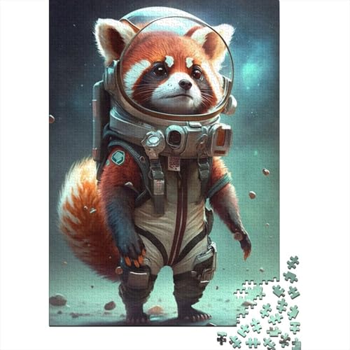 Astronauten-Weltraum-Puzzle mit rotem Panda, 500 Teile, Holzpuzzle, Puzzle für Erwachsene und Teenager, Familienspiel für Erwachsene und Teenager, 500 Teile (52 x 38 cm) von GQmoney