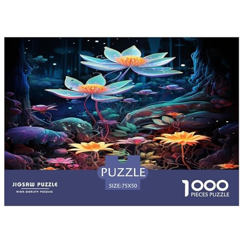 Blaue Blume, 1000 Teile Holzpuzzle für Erwachsene, kreatives rechteckiges Puzzle, Gehirnübung, Herausforderungsspiel, Geschenk für Kinder, 1000 Teile (75 x 50 cm) von GQmoney