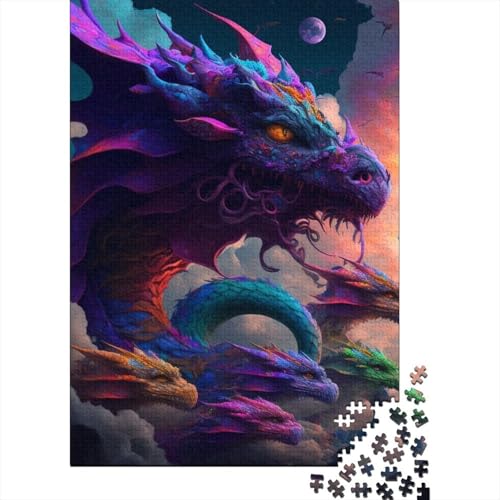 Brave Dragon 500-teiliges Puzzle, 500-teiliges Puzzle für Erwachsene und Familien – Holzpuzzle für Erwachsene und Kinder, Geschenke, 500 Teile (52 x 38 cm) von GQmoney