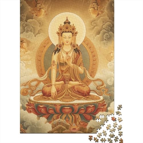 Buddha-Statuen-Puzzle, Entspannung, Herausforderung, Spielzeug, Papier, rechteckig, Puzzle für Jungen oder Mädchen, 38 x 26 cm, 1000 Stück von GQmoney