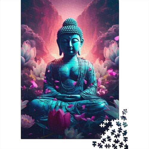 Buddha-Statuen-Puzzle, Entspannung, Herausforderung, Spielzeug, Papier, rechteckig, Puzzle für Jungen oder Mädchen, 70 x 50 cm, 1000 Stück von GQmoney