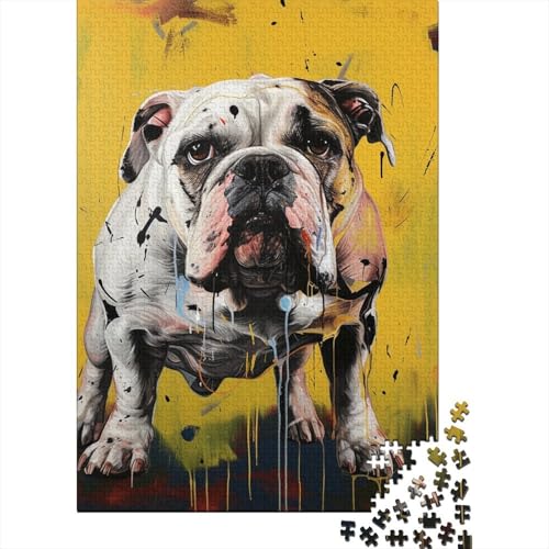 Bulldoggen-Puzzle, 100% recycelter Karton, Premium-Karton, Puzzle für Erwachsene und Kinder, 70 x 50 cm, 1000 Teile von GQmoney