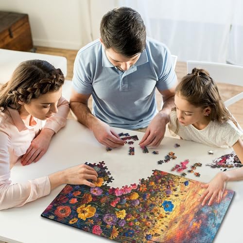 Bunte Wildblumen 1000-teiliges Puzzle für Kinder, kreatives rechteckiges Puzzle, Puzzlespiel, Denksportaufgaben-Spielzeug, 1000 Stück (75 x 50 cm) von GQmoney