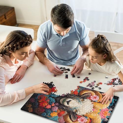 Bunte Ziegen-Puzzles 1000 Teile, Puzzle für Kinder, Denkspiel, Puzzle-Spielzeug für Kinder, 1000 Teile (75 x 50 cm) von GQmoney