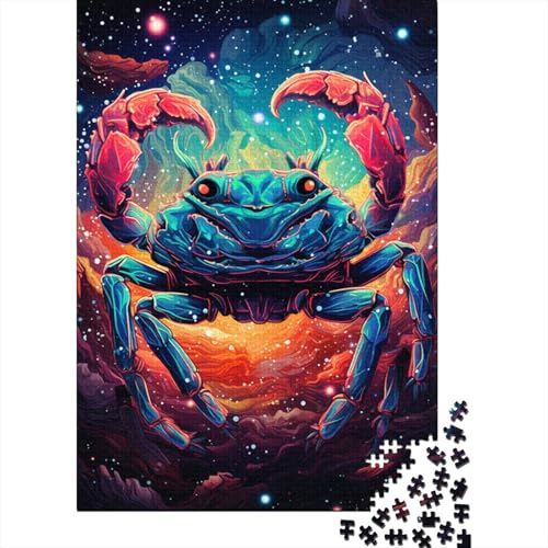 Buntes, psychedelisches Galaxie-Krabben-Puzzle aus Holz mit 1000 Teilen, pädagogische, intellektuelle und entspannende Spiele für die ganze Familie, 1000 Teile (75 x 50 cm) von GQmoney