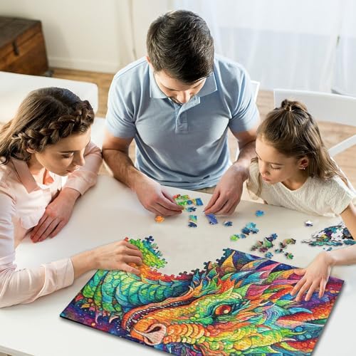 Buntes Drachen-Puzzle für Kinder, 300 Teile, klassisches Puzzle, entspannendes Puzzlespiel, Denksportaufgabe, 300 Teile (40 x 28 cm) von GQmoney