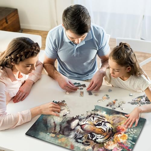 Buntes Tigerbaby-Puzzle für Erwachsene, 1000 Teile, klassisches Puzzle, Wandkunst, einzigartiges Spielzeug, 1000 Teile (75 x 50 cm) von GQmoney