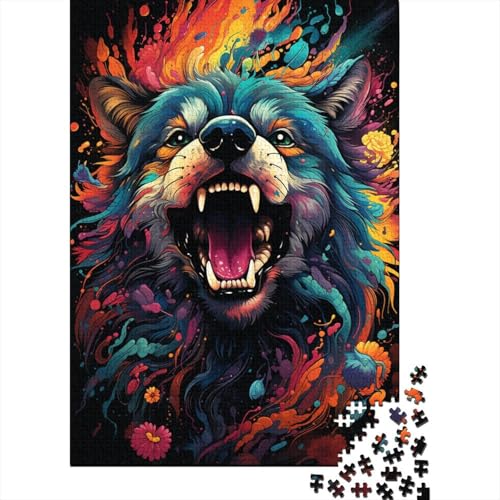 Buntes psychedelisches Tier-Puzzle für Teenager, Holzpuzzle, Lernpuzzle, Spiele, Heimdekoration, 300 Teile (40 x 28 cm) von GQmoney