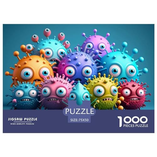 Cartoon-Virus-Puzzle 1000 Teile für Erwachsene, Puzzle, Lernspiel für Erwachsene Teenager, 1000 Teile (75 x 50 cm) von GQmoney