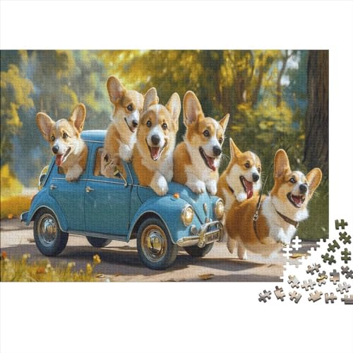 Corgi_Dogs 1000-teiliges Puzzle für Teenager, Geschenke, Holzpuzzle, Puzzle für Erwachsene, Lernspiele für zu Hause, DIY-Spielzeug, 1000 Stück (75 x 50 cm) von GQmoney