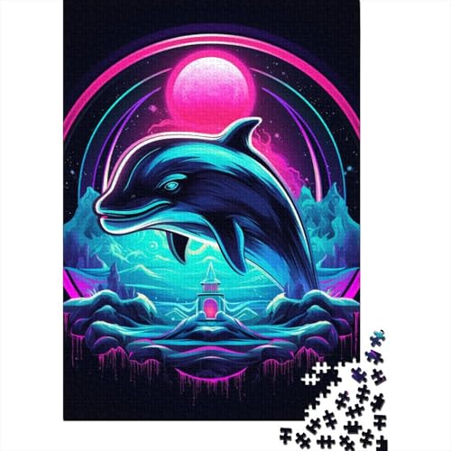 Delfin-Puzzle, Entspannung, Herausforderung, Spielzeug, Papier, rechteckig, Puzzle für Jungen oder Mädchen, 70 x 50 cm, 1000 Stück von GQmoney