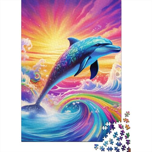 Delfin-Puzzle, Stressabbau, 100 % recycelter Karton, Puzzle für Erwachsene und Kinder, einzigartiges Geschenk, 38 x 26 cm, 1000 Teile von GQmoney