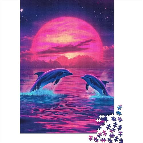 Delfin-Puzzle, herausfordernd und denkwürdig, 100 % recycelter Karton, Puzzle für Erwachsene und Kinder, 70 x 50 cm, 1000 Teile von GQmoney