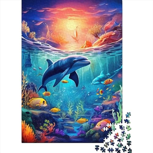 Delfin-Puzzle-freundliche Materialien, 100 % recycelter Karton, Puzzle für Erwachsene und Kinder, Ostergeschenk, 38 x 26 cm, 1000 Teile von GQmoney