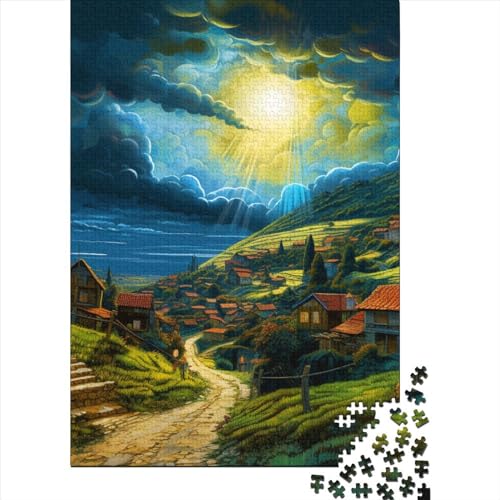 Dorf-Puzzle-freundliche Materialien, 100 % recycelter Karton, Puzzle für Erwachsene und Kinder, Ostergeschenk, 38 x 26 cm, 1000 Teile von GQmoney