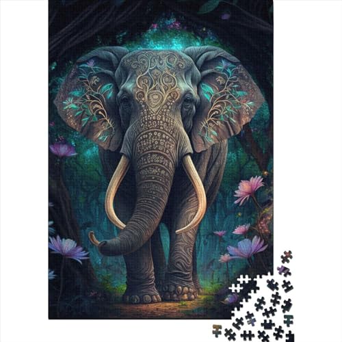 Elefant, buntes Tier, 500-teiliges Puzzle für Erwachsene | | Familienspaß-Puzzles für Erwachsene, Geschenke, Denkspiele, 500 Teile (52 x 38 cm) von GQmoney