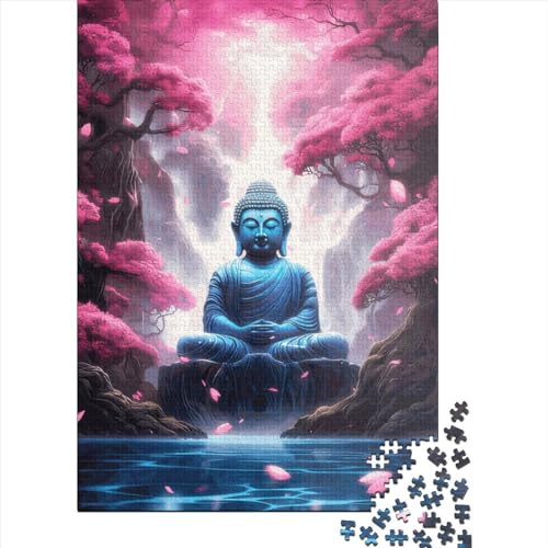 Fantasie-Natur-Buddha-Holzpuzzle für Erwachsene, Puzzle 1000 Teile, Puzzlespiel für Erwachsene, interessantes Spielzeug, personalisiertes Puzzle, Lernspielzeug (75 x 50 cm) von GQmoney