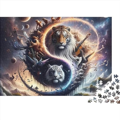 Fantasy Tiger 300-teiliges Puzzle für Teenager, Geschenke, Holzpuzzle, Puzzle für Erwachsene, Lernspiele für zu Hause, DIY-Spielzeug, 300 Teile (40 x 28 cm) von GQmoney