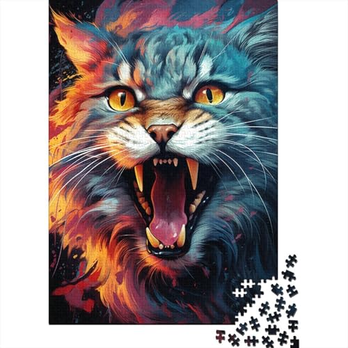 Farbzeichnungs-Katzen-Puzzle für Kinder, 300 Teile, Puzzles, Puzzle 300 Teile, für Teenager, für Freunde und Familie, Geschenke, 300 Teile (40 x 28 cm) von GQmoney