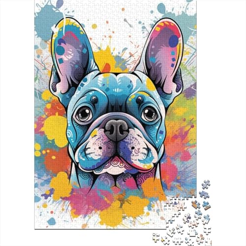 Französische Bulldogge, rechteckiges Pappbrett, 100 % recycelter Karton, Puzzle für Erwachsene und Kinder, 70 x 50 cm, 1000 Teile von GQmoney