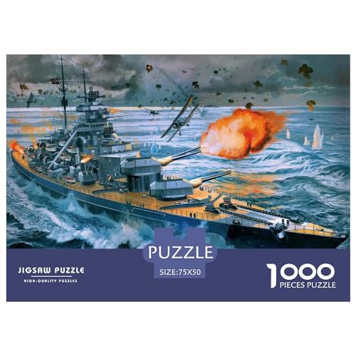 GQmoney Puzzles 1000 Teile Schlachtschiff Bismarck Quadratische Puzzles, für Erwachsene & Holzbrettpuzzles Anspruchsvolles Spiel 1000 Teile (75 x 50 cm) von GQmoney