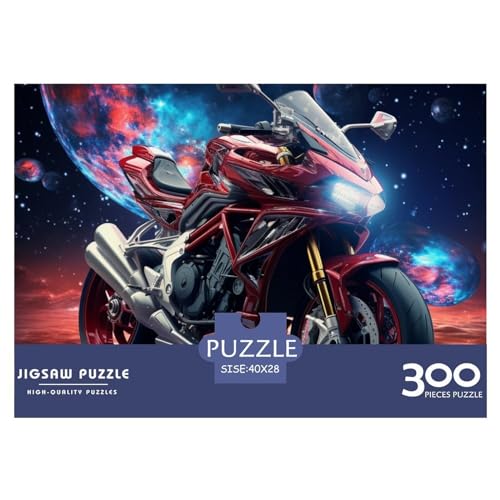Galaxien-Motorrad-Puzzle, 300 Teile, kreatives rechteckiges großes Familienpuzzlespiel, Kunstwerk für Erwachsene und Teenager, 300 Teile (40 x 28 cm) von GQmoney