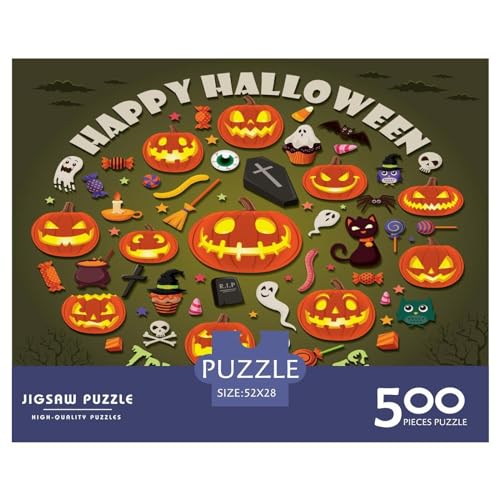 Gemüse-Halloween-Puzzles Halloween 500 Teile, Holzpuzzles, Puzzles Halloween 500 Teile, Lernspielzeug, Halloween 500 Teile (52 x 38 cm) von GQmoney