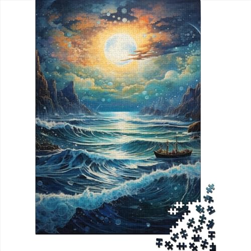 Gezeiten-Puzzle, anpassbare Bilder, 100 % recycelter Karton, Puzzle für Erwachsene, Teenager, einzigartiges Geschenk, 38 x 26 cm, 1000 Teile von GQmoney