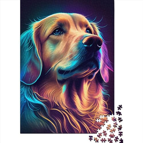 Golden Retriever, buntes 1000-teiliges Puzzle für Erwachsene, Spielzeug, Denkspiel, Lernspiel für Erwachsene, Stressabbau, Heimdekoration, 1000 Teile (75 x 50 cm) von GQmoney