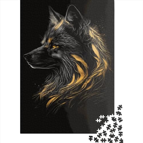 Goldwolf-Puzzle 300 Teile für Kinder | Puzzles | 300-teiliges Puzzle, Lernspiele, Heimdekoration, Puzzle 300 Teile (40 x 28 cm) von GQmoney