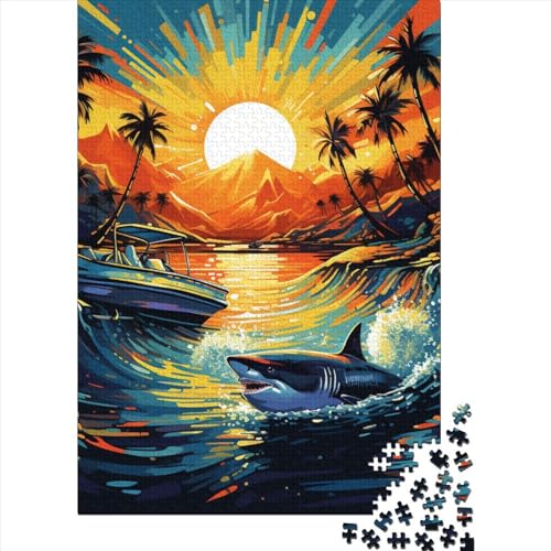 Hai-Puzzle, Stressabbau, 100 % recycelter Karton, Puzzle für Erwachsene und Kinder, einzigartiges Geschenk, 70 x 50 cm, 1000 Teile von GQmoney