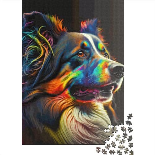 Holzpuzzle, 300 Teile, Hund, Neon-Tierpuzzle für Kinder für Teenager, Holzbrettpuzzle, Lernspielzeug, Familienspiele, 300 Teile (40 x 28 cm) von GQmoney