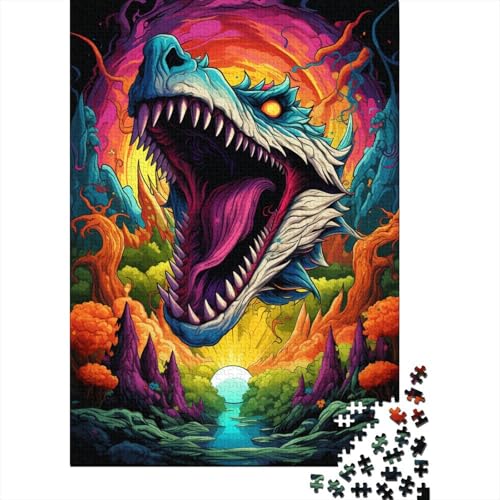 Holzpuzzle für Erwachsene, farbenfrohes „Psychedelia of Earth“-Drachenpuzzle, Teenager-Puzzle, kreative Freizeitspiele, Spielzeug, Puzzle 1000 Teile (75 x 50 cm) von GQmoney