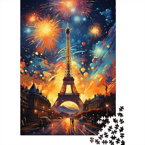 Holzpuzzle für Erwachsene, farbenfrohes psychedelisches Eiffelturm-Puzzle, Teenager-Puzzle, kreative Freizeitspiele, Spielzeug, Puzzle 1000 Teile (75 x 50 cm) von GQmoney