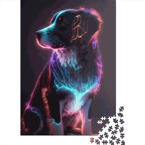 Hunde-Neon-Tier-Puzzle 1000 Teile für Kinder | Puzzles | 1000-teiliges Puzzle, Lernspiele, Heimdekoration, Puzzle 1000 Teile (75 x 50 cm) von GQmoney