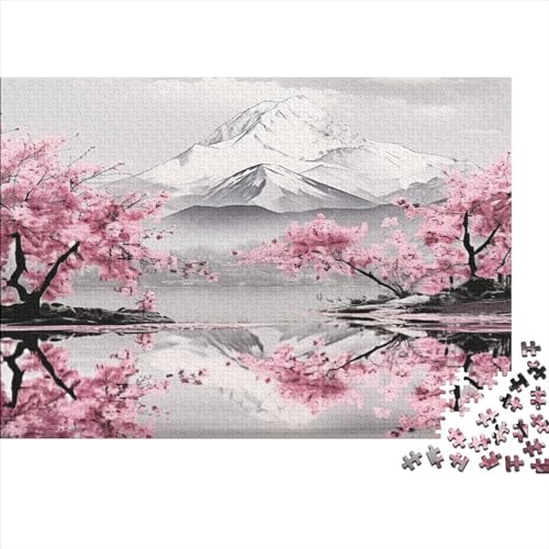 Japanische Kirsche, 1000-teiliges Holzpuzzle für Erwachsene, Puzzle, Lernspiel, Herausforderungsspielzeug, 1000-teilig (75 x 50 cm) von GQmoney