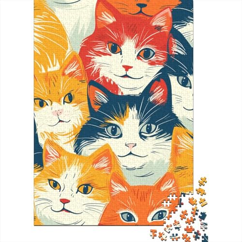 Katzen-Puzzle, Lernspiele, Familienaktivitäten, Premium-Papp-Puzzle für Frauen und Männer, Ostergeschenk, 38 x 26 cm, 1000 Stück von GQmoney