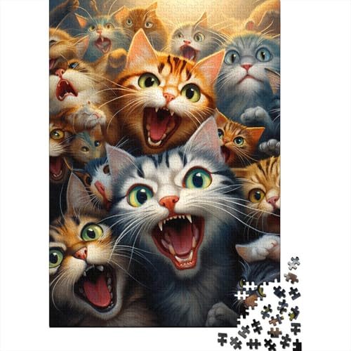 Katzen-Puzzle, Premium-Puzzle, 100 % recyceltes Kartonpapier, rechteckig, für Erwachsene, Teenager, einzigartiges Geschenk, 70 x 50 cm, 1000 Teile von GQmoney