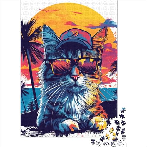 Katzen-Puzzle, anpassbare Bilder, 100 % recycelter Karton, Puzzle für Kinder und Erwachsene ab 12 Jahren, einzigartiges Geschenk, 38 x 26 cm, 1000 Teile von GQmoney