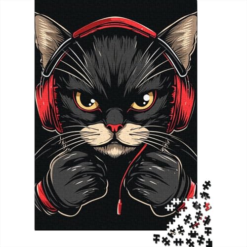 Katzenpuzzle "Difficult Challenge", 100 % recycelter Karton, Puzzle für Damen und Herren, 70 x 50 cm, 1000 Teile von GQmoney